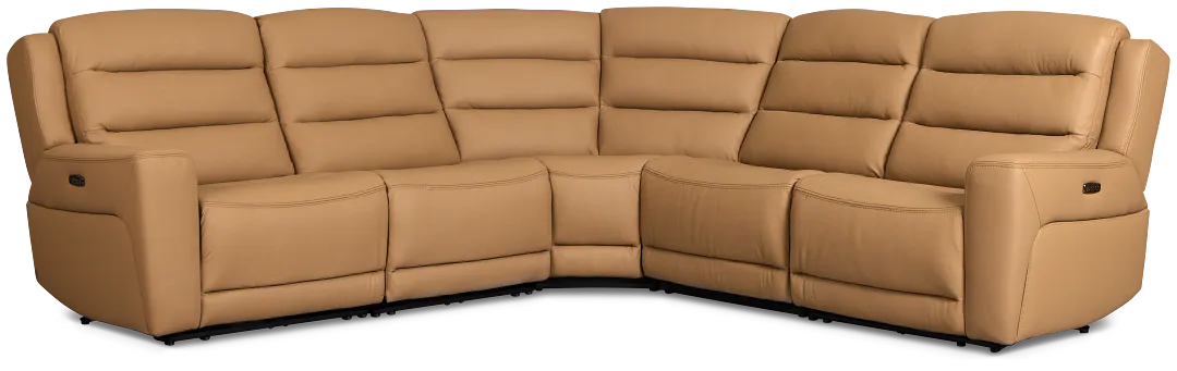 Wilder Brown Leather Small Triple Power Reclining Two-arm Sectional