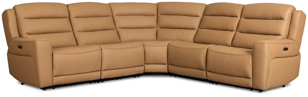 Wilder Brown Leather Small Triple Power Reclining Two-arm Sectional Wilder Brown Leather Small Triple Power Reclining Two-arm Sectional