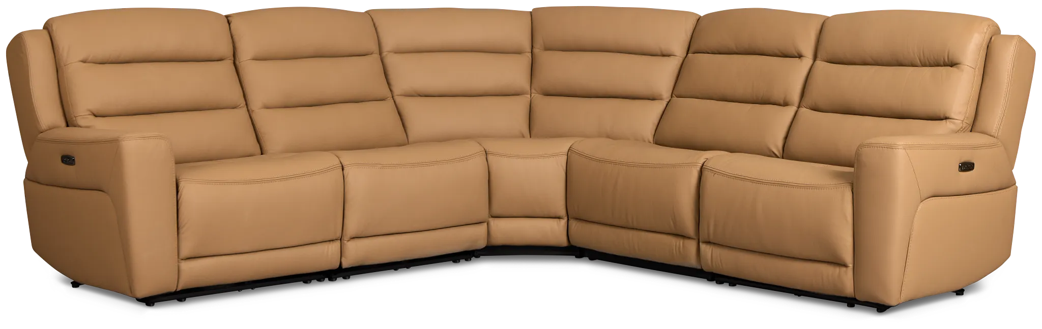 Wilder Brown Leather Small Triple Power Reclining Two-arm Sectional