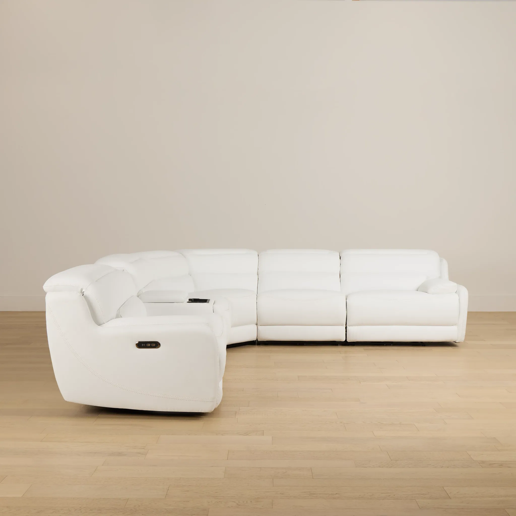 Jett White Micro Large Triple Power Reclining Two-arm Sectional