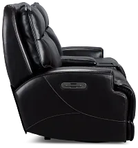 Casey Black Lthr/vinyl Power Reclining Console Sofa