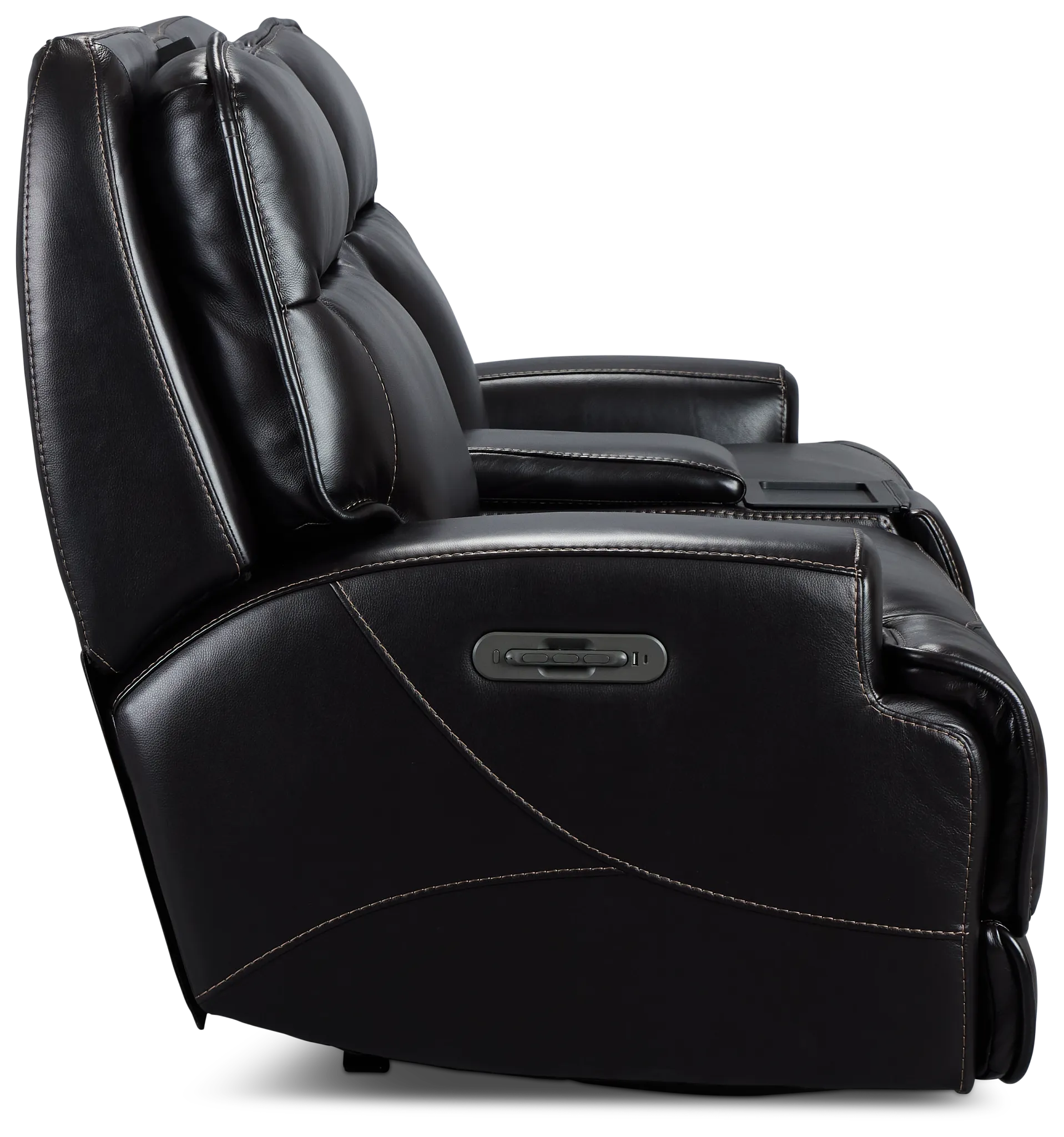 Casey Black Lthr/vinyl Power Reclining Console Sofa