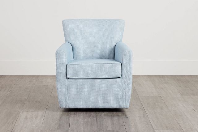 Harley Light Blue Fabric Swivel Accent Chair