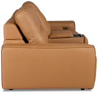 Rudy Brown Lthr/vinyl Power Extension Chaise Console Loveseat