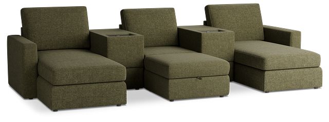 Citymod Green Fabric 6-piece Home Theater With Media Consoles