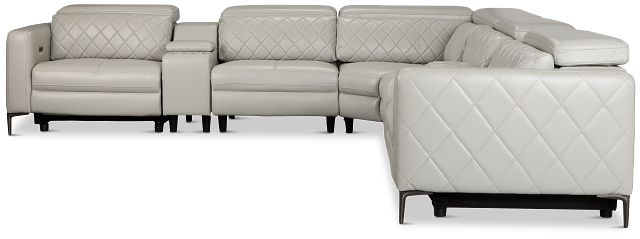 Ava Light Gray Micro Large Triple Power Reclining Two-arm Sectional