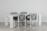 Linear White Gray 87" Aluminum Table & 4 Cushioned Side Chairs