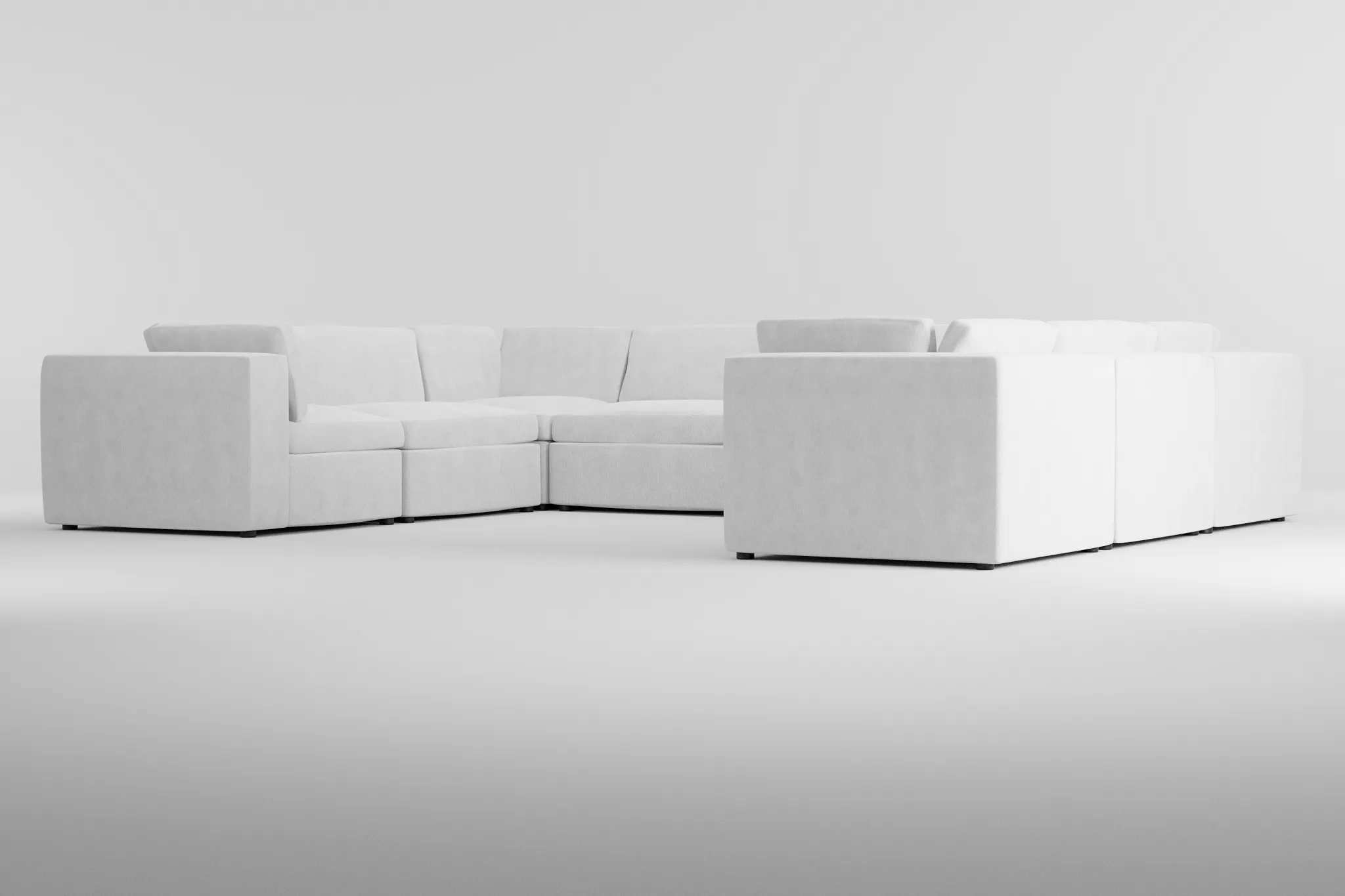 Destin Revenue White Fabric 8-piece Modular Sectional