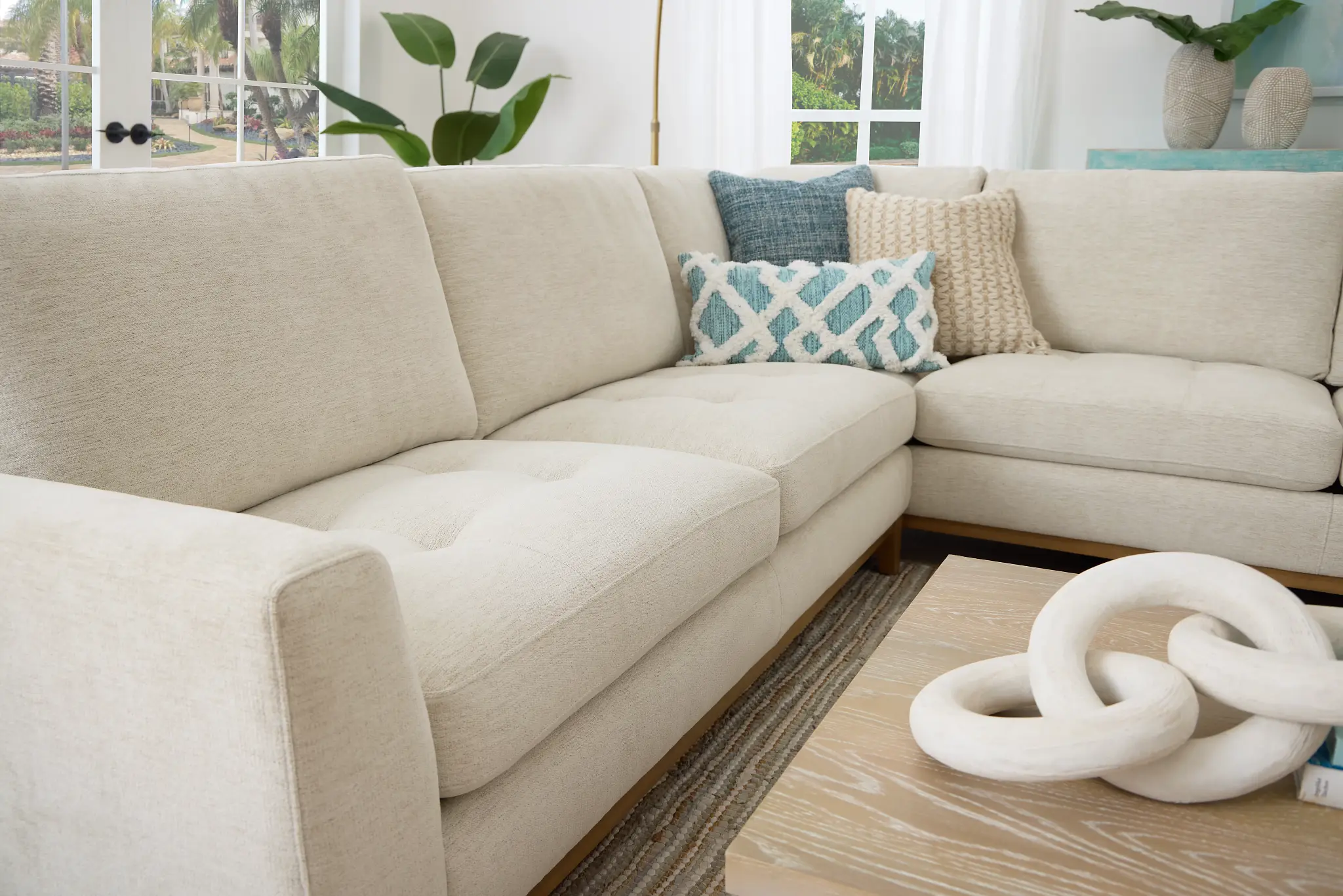 Maisie Light Beige Fabric Medium Right Chaise Sectional Maisie Light Beige Fabric Medium Right Chaise Sectional