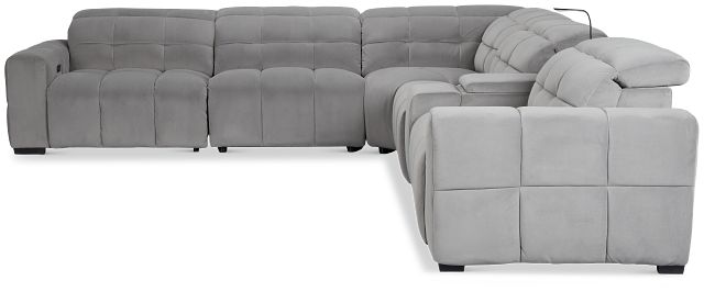 Gemma Light Gray Velvet Medium Triple Power Left Chaise Sectional
