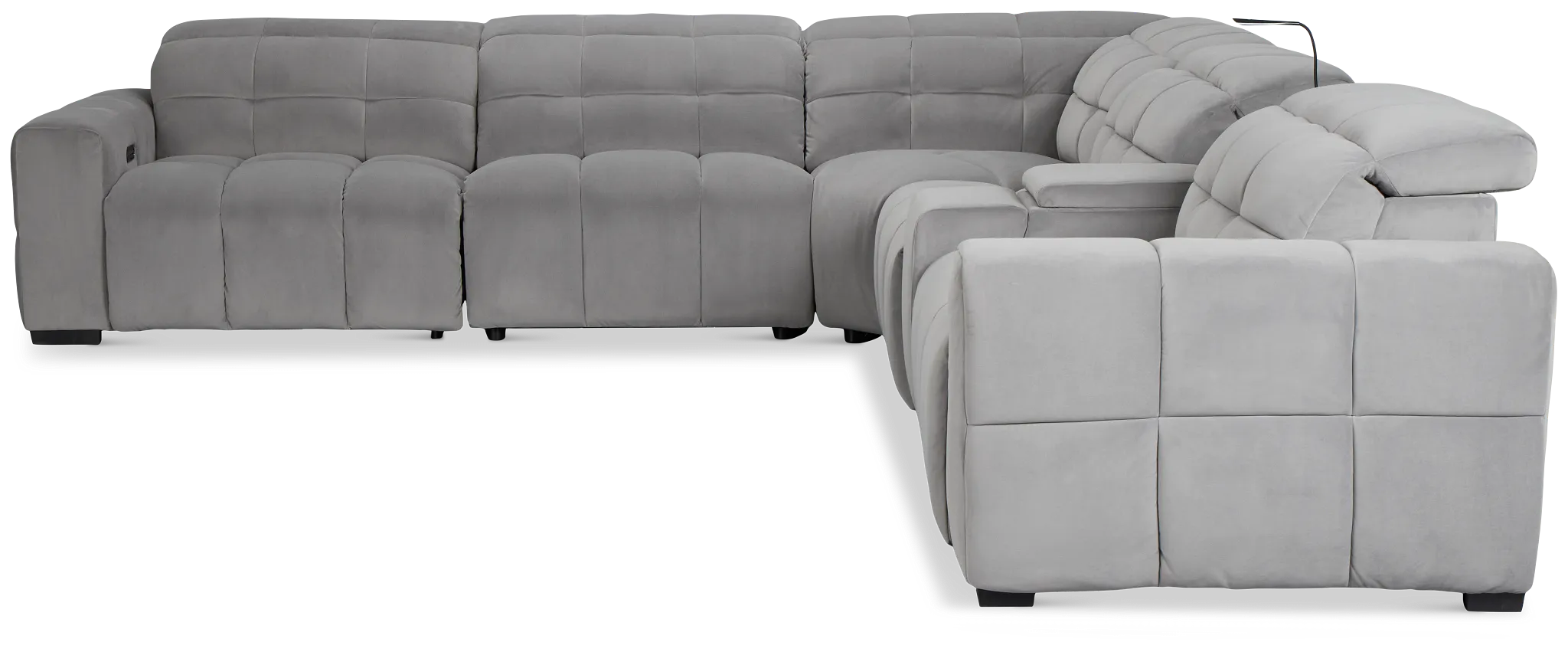 Gemma Light Gray Velvet Medium Triple Power Left Chaise Sectional