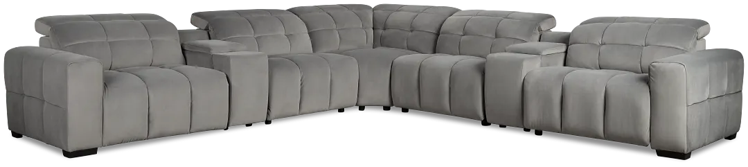 Gemma Light Gray Velvet Large Dual Power Left Chaise Sectional