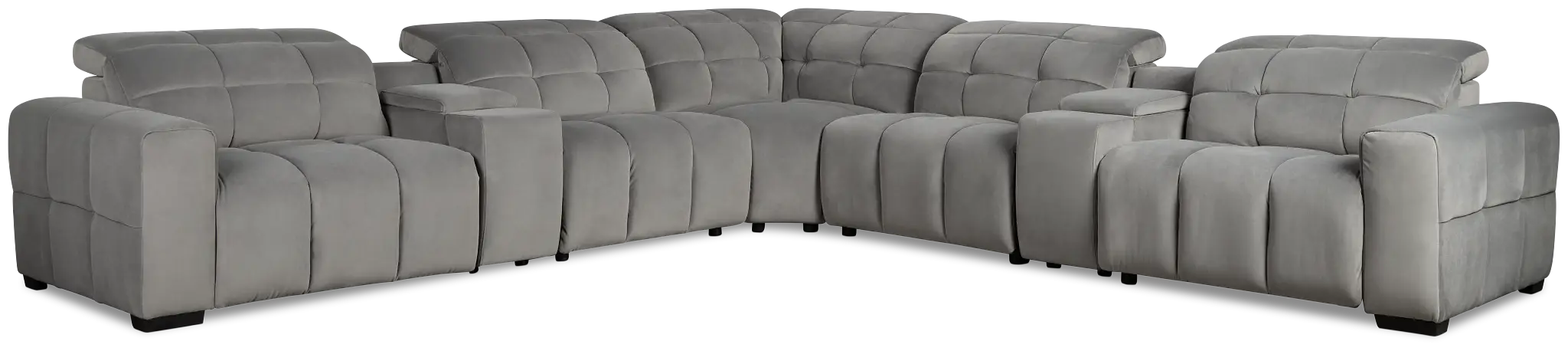 Gemma Light Gray Velvet Large Dual Power Left Chaise Sectional Gemma Light Gray Velvet Large Dual Power Left Chaise Sectional