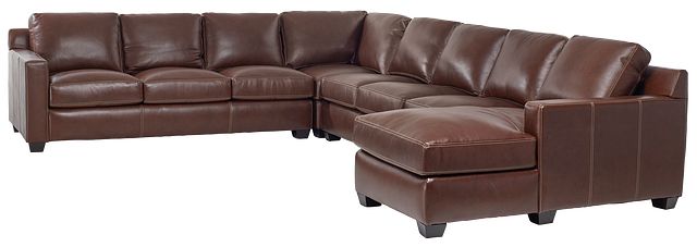 Carson Medium Brown Leather Large Right Chaise Memory Foam Sleeper Sectional (2)