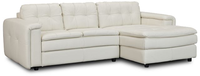 Rowan Light Gray Leather Right Chaise Sectional
