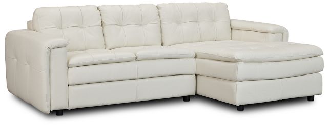 Rowan Light Beige Leather Right Chaise Sectional