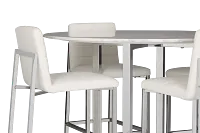 Amalfi White Marble High Table & 4 Upholstered Barstools