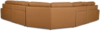 Rudy Brown Lthr/vinyl Large Dual Power 2 Arm Extension Chaise Sectional