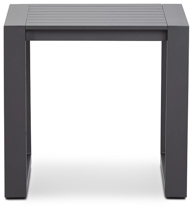 Linear Dark Gray Aluminum End Table, Black Aluminum Outdoor End Table