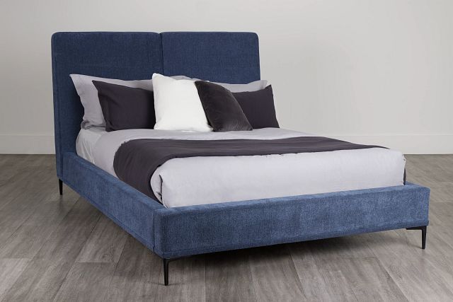 Emit Dark Blue Uph Panel Bed