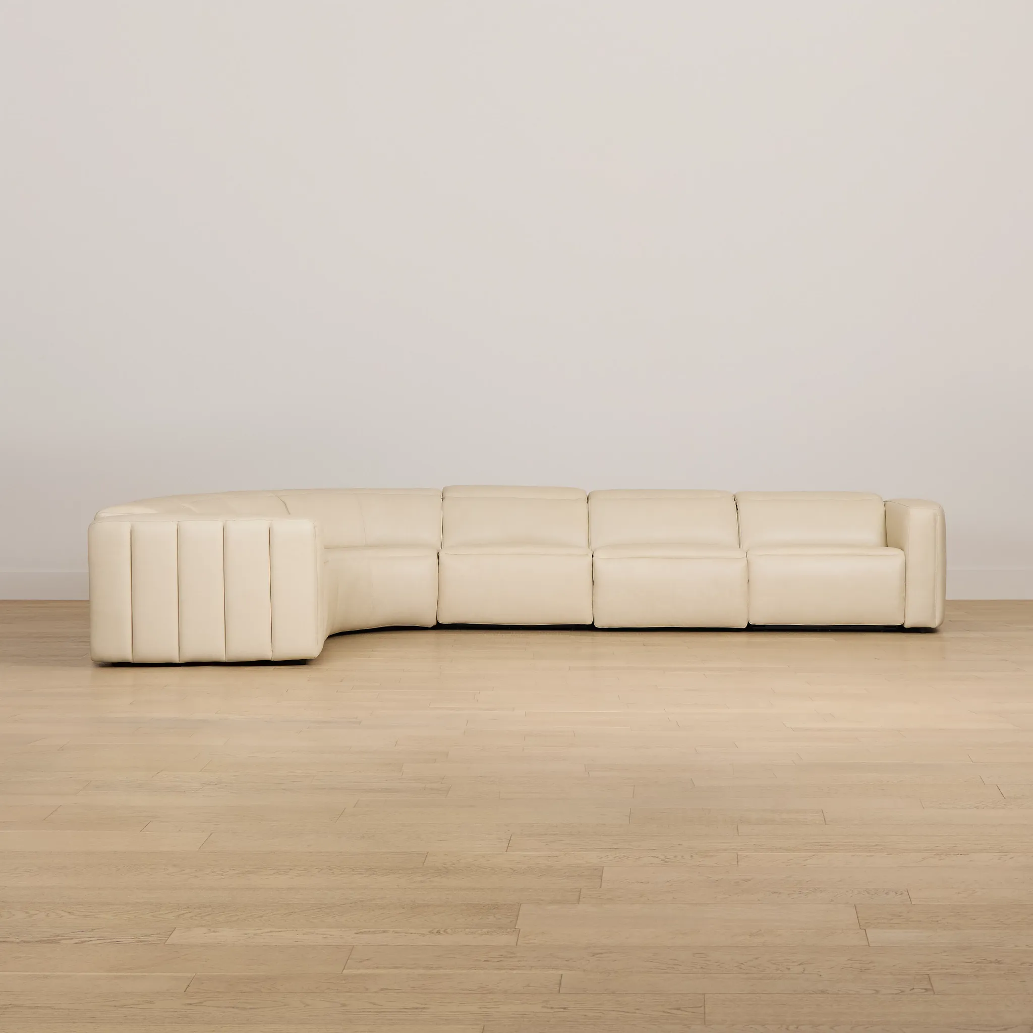 Jace Ivory Lthr/vinyl Small Triple Power Reclining Two-arm Sectional