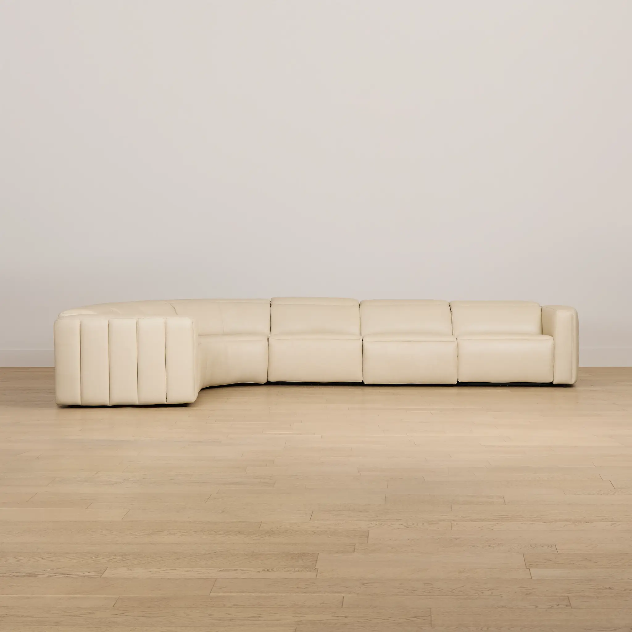 Jace Ivory Lthr/vinyl Small Triple Power Reclining Two-arm Sectional Jace Ivory Lthr/vinyl Small Triple Power Reclining Two-arm Sectional