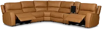 Summit Light Brown Lthr/vinyl Medium Dual Power 2-arm Reclining Sectional