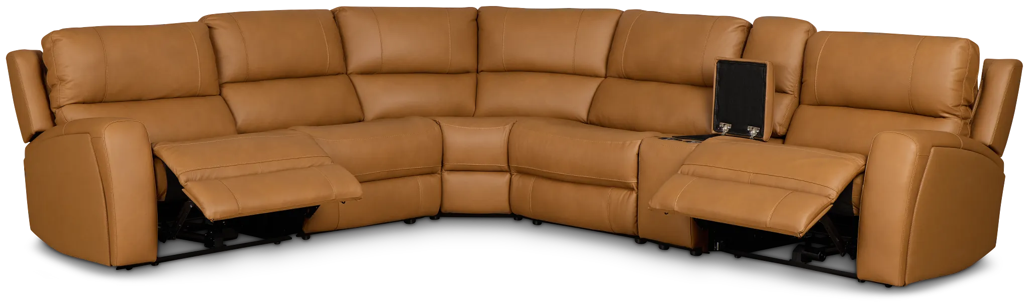 Summit Light Brown Lthr/vinyl Medium Dual Power 2-arm Reclining Sectional