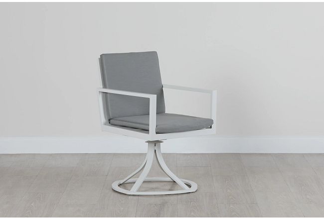 Linear White Dk Gray Swivel Chair