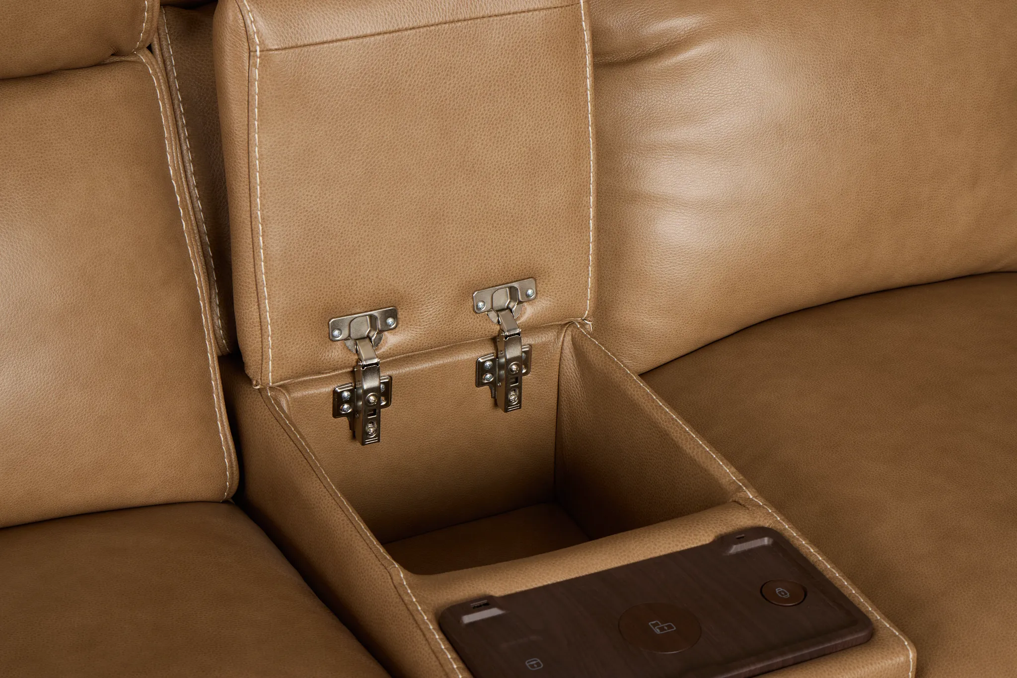 Jasper Light Brown Leather Medium Dual Power 2-arm Reclining Sectional