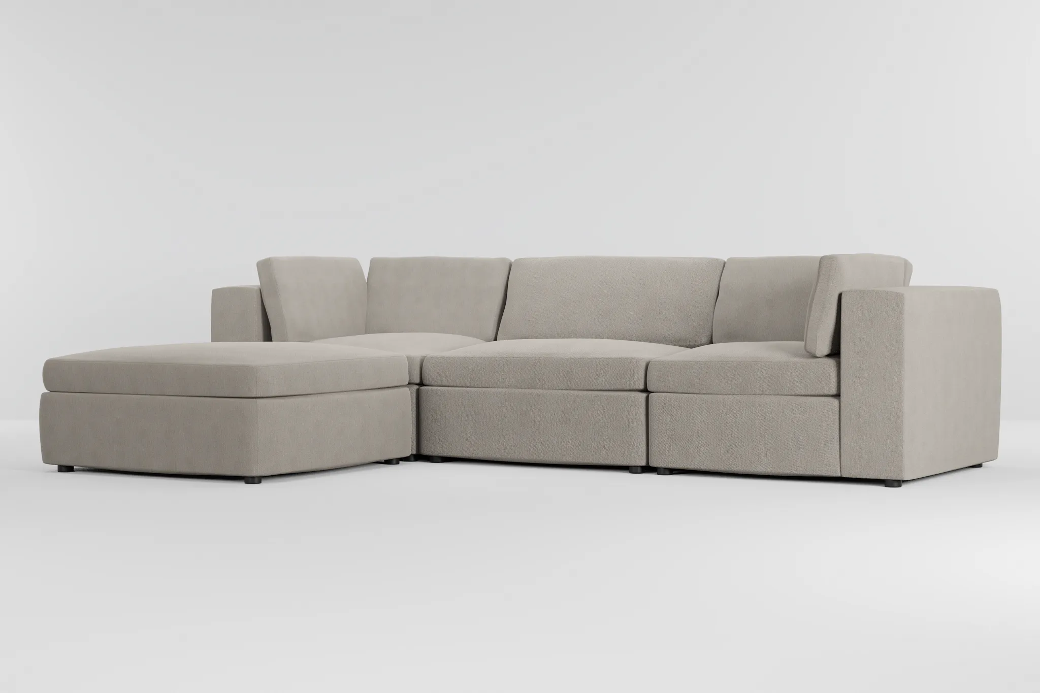 Destin Revenue Beige Fabric 4-piece Bumper Sectional