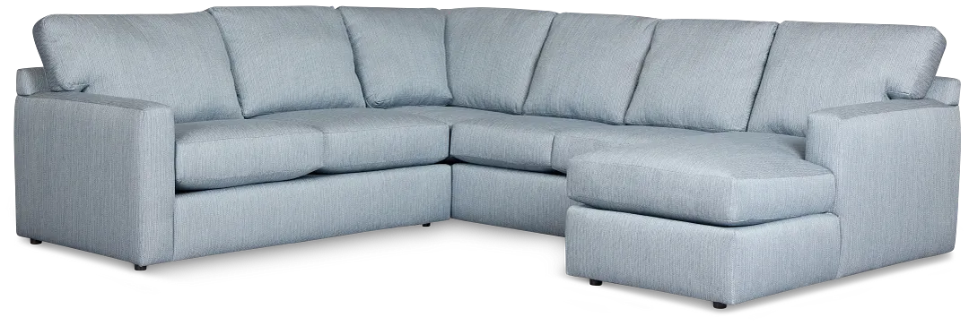 Rhodes Light Blue Fabric Medium Right Chaise Sectional
