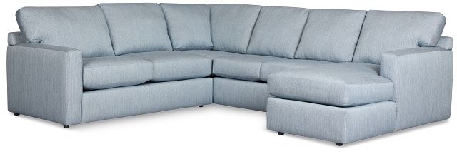 Rhodes Light Blue Fabric Medium Right Chaise Sectional