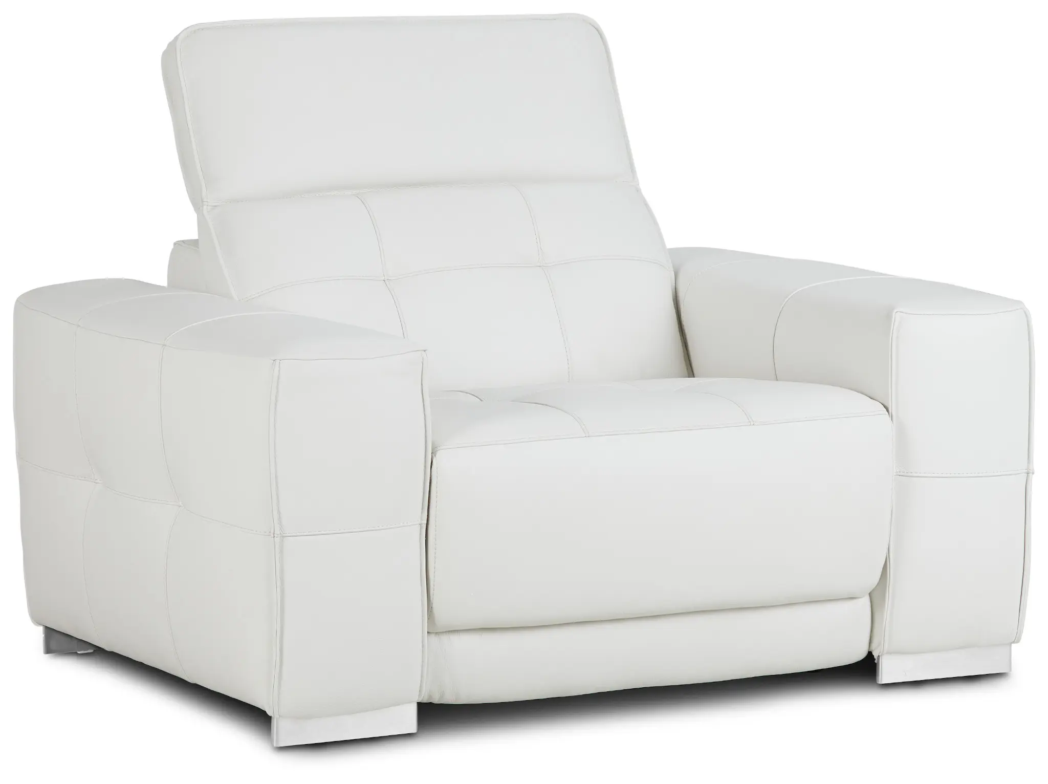 Reva White Leather Power Recliner With Power Headrest Reva White Leather Power Recliner With Power Headrest