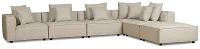 Tatum Beige Fabric 6-piece Pit Sectional