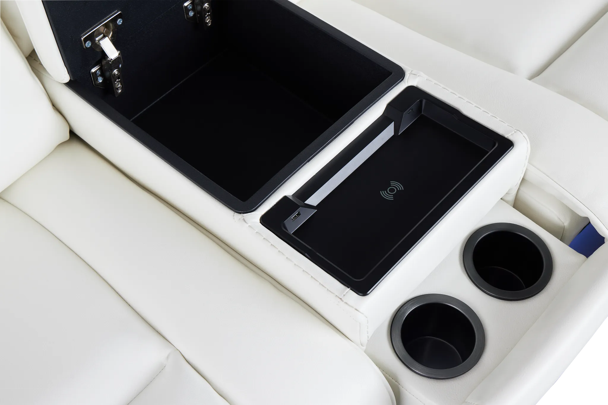 Omega White Micro Power Reclining Console Loveseat