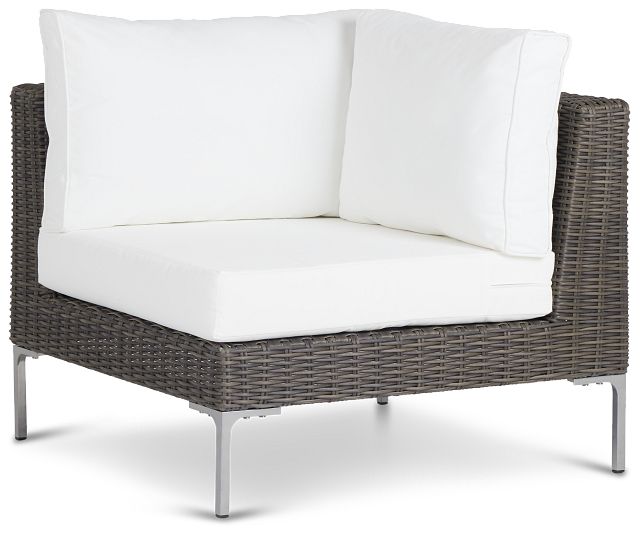 Tulum White Woven Corner Chair W/ Cushion (1)