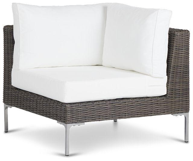 Tulum White Woven Corner Chair W/ Cushion