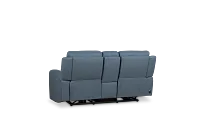 Summit Blue Lthr/vinyl Power Reclining Console Loveseat W/ Power Headrest