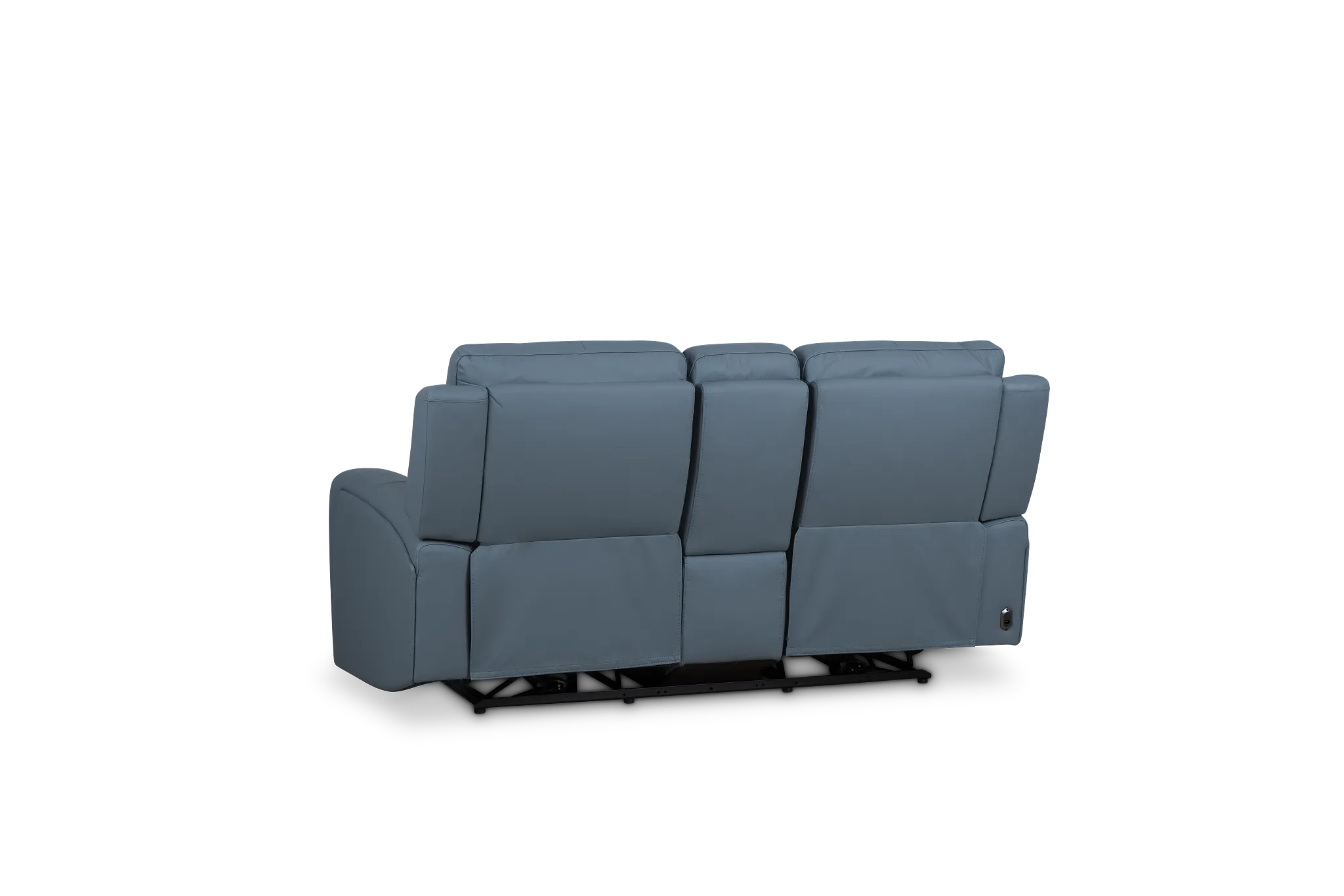 Summit Blue Lthr/vinyl Power Reclining Console Loveseat W/ Power Headrest