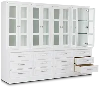Newport White Drawer Bookcase Wall