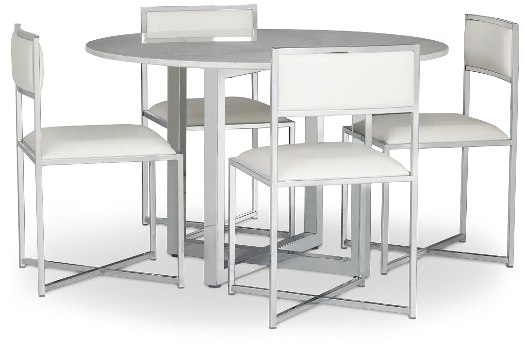 Amalfi White Marble Round Table & 4 Metal Chairs Amalfi White Marble Round Table & 4 Metal Chairs