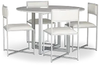 Amalfi White Marble Round Table & 4 Metal Chairs