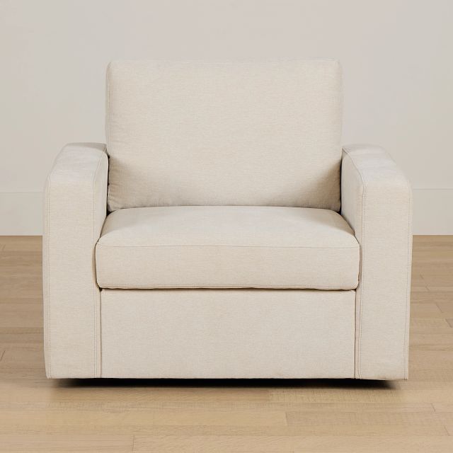 Addie Beige Fabric Swivel Chair