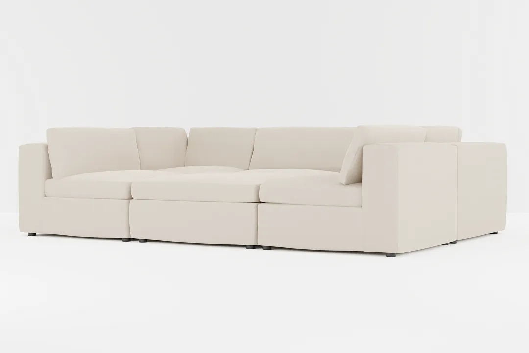 Destin Suave Beige Fabric 6-piece Pit Sectional