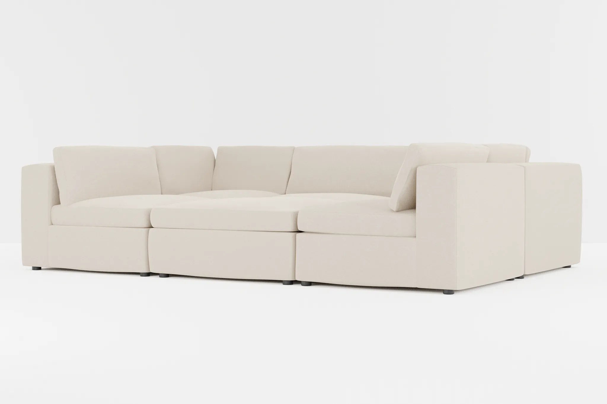 Destin Suave Beige Fabric 6-piece Pit Sectional