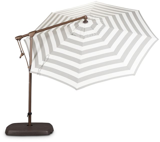 Grenada Gray Stripe Cantilever Umbrella Set
