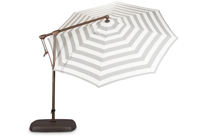 Grenada Gray Stripe Cantilever Umbrella Set