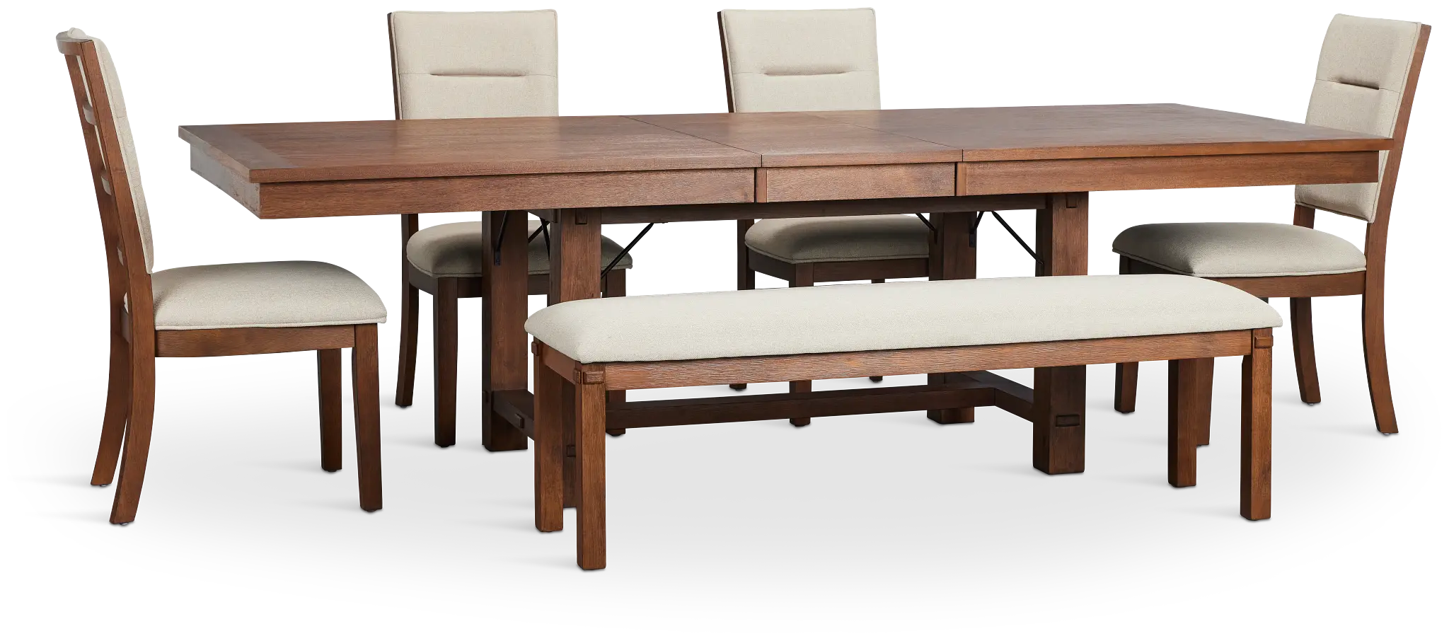 Park City Dark Tone Rect Table With 4 Upholstered Side Chairs & Bench Park City Dark Tone Rect Table With 4 Upholstered Side Chairs & Bench