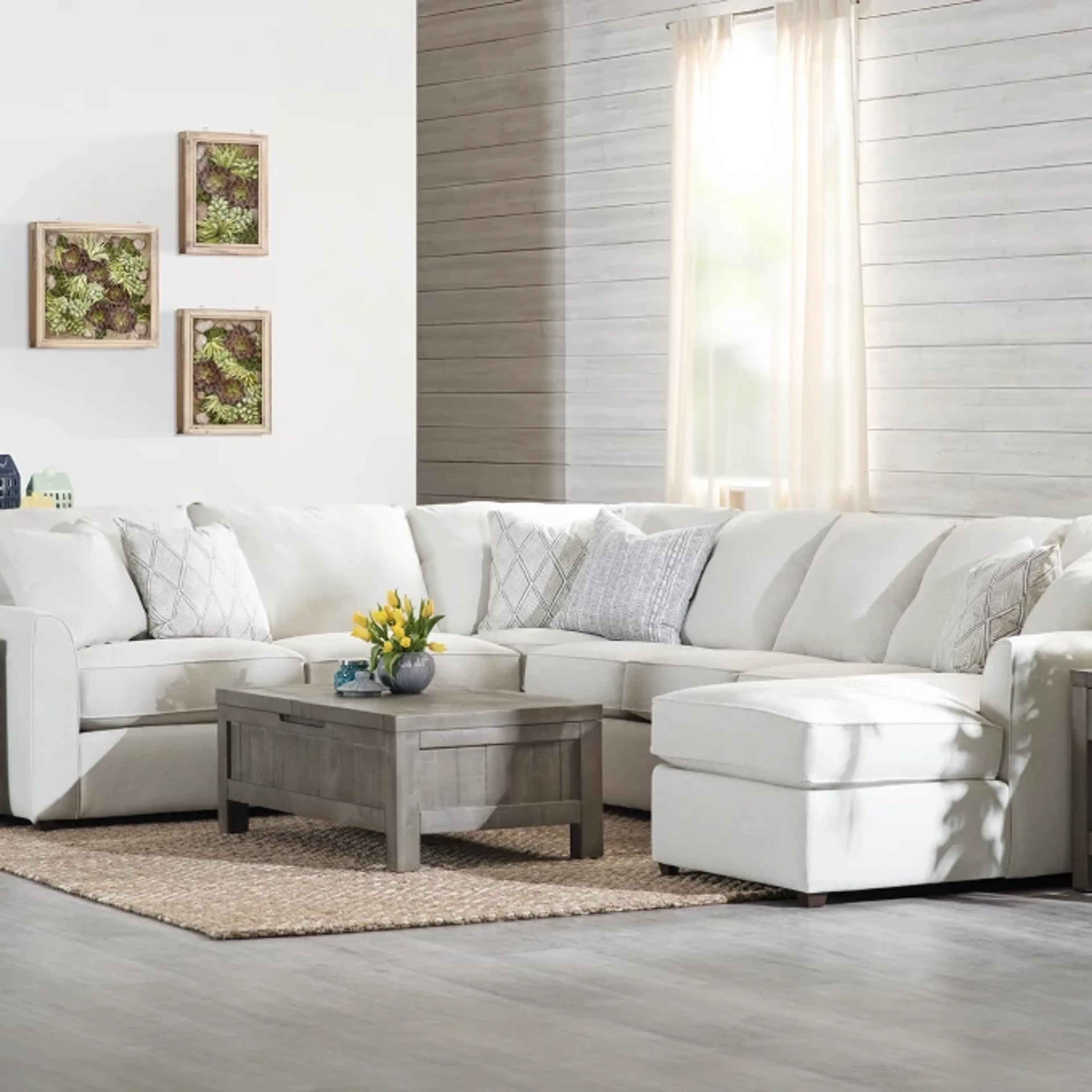 Light Taupe Fabric Large Right Chaise Sectional